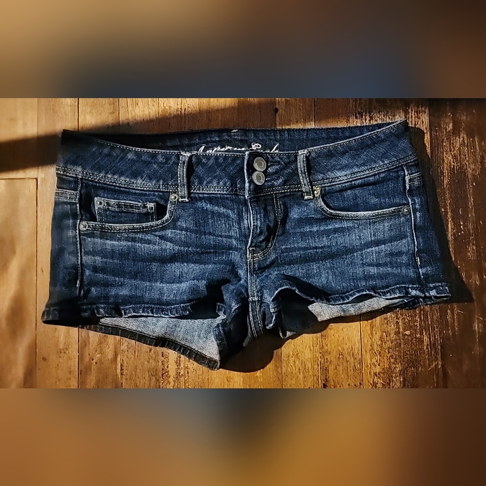 AEO American Eagle Outfitters Womens Stretch 2"  Booty Denim Jean Shorts Dark
